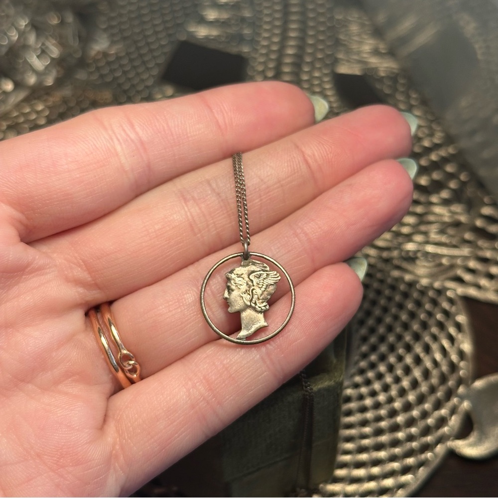 Love token vintage mercury dime necklace